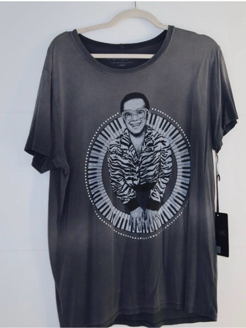 Lauren Moshi Elton John Graphic Tee with Rhinestones